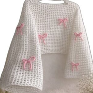 Snow White Pink Bow Crochet Top