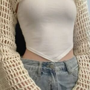 Cream Mesh Crochet Shrug