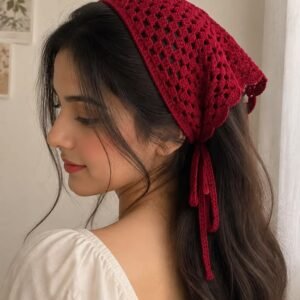 Cherry Red Crochet Hair Bandana