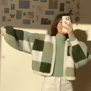 Sage Green Crochet Cardigan